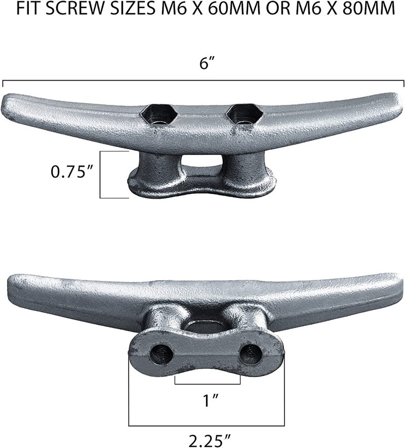 Simplified Living 6â€ Dock Cleats: Rough Cast Hot Dipped Galvanized Iron: 4, 8, 16 Pack (4 Pack) - Image 3